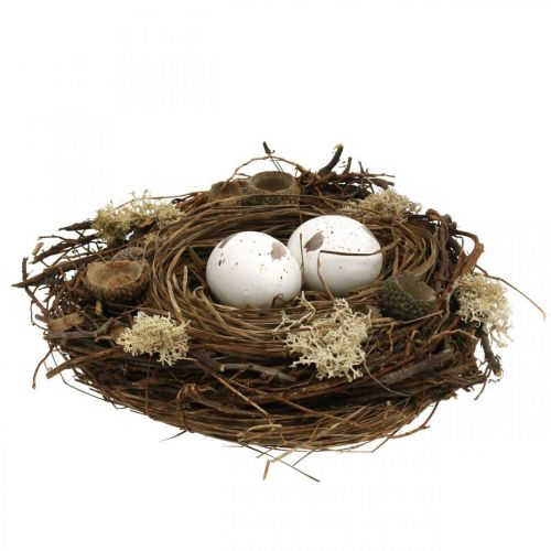 Floristik24 Nido de Pascua con huevos naturaleza artificial, decoración de mesa de Pascua blanca Ø19cm
