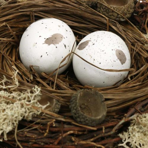 Floristik24 Nido de Pascua con huevos naturaleza artificial, decoración de mesa de Pascua blanca Ø19cm