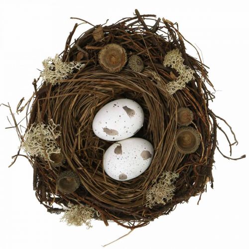 Floristik24 Nido de Pascua con huevos naturaleza artificial, decoración de mesa de Pascua blanca Ø19cm