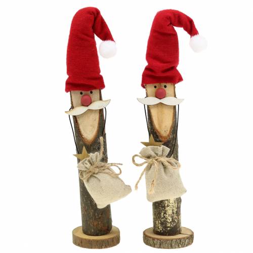 Deco Papá Noel madera 21cm 2pcs