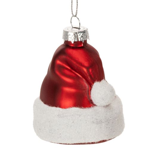 Adorno navideño de cristal con forma de gorro de Papá Noel, 8 cm, 6 unidades comprar | Floristik24.es