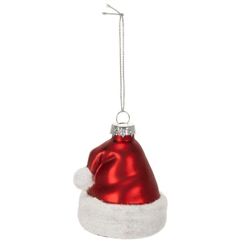 Adorno navideño de cristal con forma de gorro de Papá Noel, 8 cm, 6 unidades | Floristik24.es