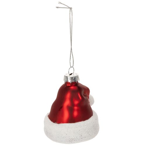 Adorno navideño de cristal con forma de gorro de Papá Noel, 8 cm, 6 unidades | Floristik24.es