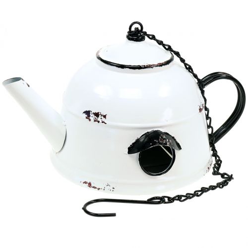 Floristik24 Tetera nido vintage blanco, negro H17cm