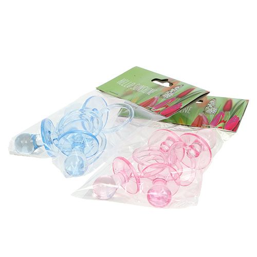 Floristik24 Deco chupete azul, rosa surtido 7cm 8p