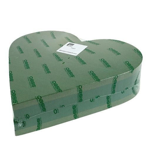 Artículo Material enchufable de corazón de espuma floral verde 31 cm × 29 cm 2 piezas