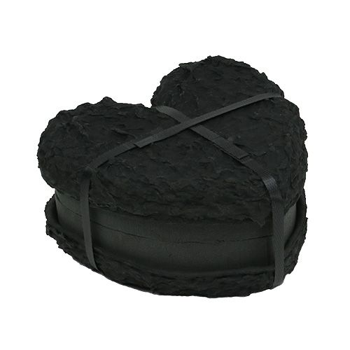 Artículo Corazón de espuma floral negro 17cm 2 piezas decoración de boda