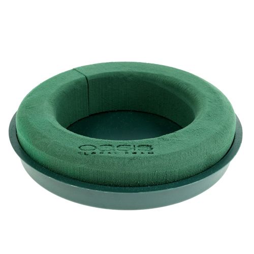 Artículo Anillo de espuma floral con cuenco verde Ø30cm H4,5cm 2 piezas