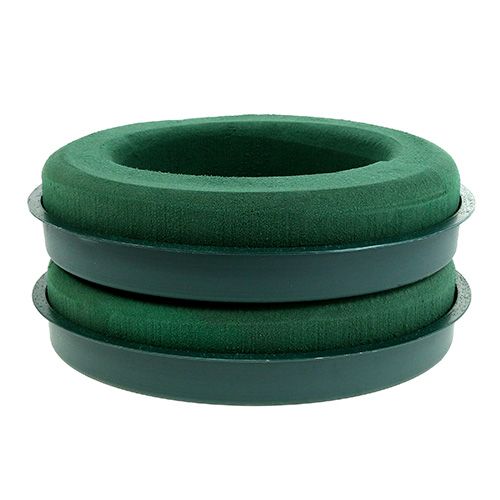 Artículo Anillo de espuma floral con cuenco verde Ø30cm H4,5cm 2 piezas