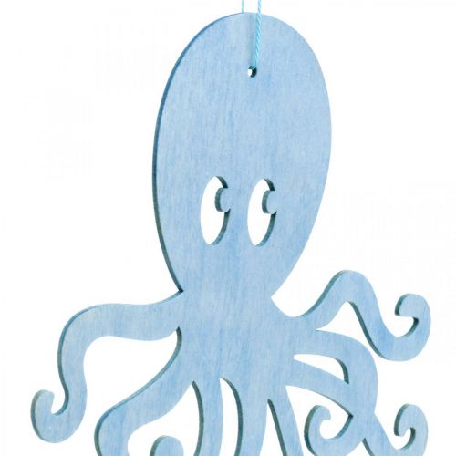 Floristik24 Pulpo para colgar pulpo azul, blanco de madera decoración marítima de verano 8 piezas
