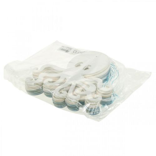 Floristik24 Pulpo para colgar pulpo azul, blanco de madera decoración marítima de verano 8 piezas
