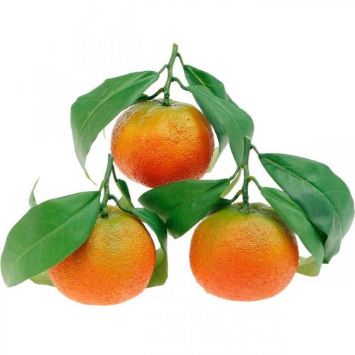 Floristik24 Frutas decorativas, naranjas con hojas, frutas artificiales Al9cm Ø6.5cm 4ud