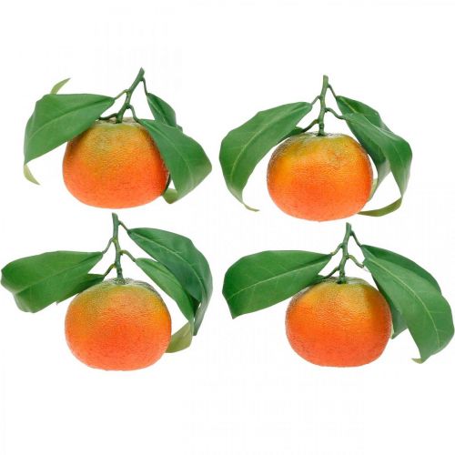 Floristik24 Frutas decorativas, naranjas con hojas, frutas artificiales Al9cm Ø6.5cm 4ud