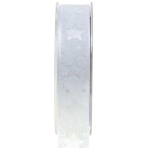 Cinta de organza con motivo estrella blanco 25mm 15m | Floristik24.es
