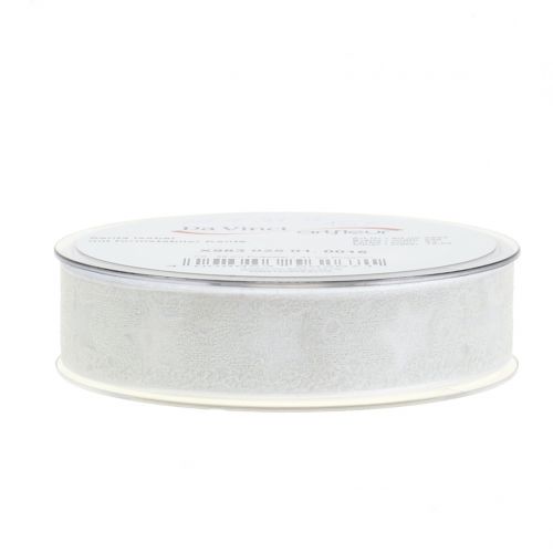 Cinta de organza con motivo estrella blanco 25mm 15m | Floristik24.es