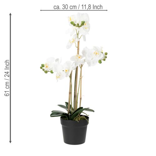 Artículo Orquídea artificial en maceta para un ambiente armonioso, blanca, 60cm