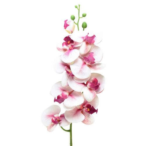 Orquídea Phalaenopsis artificial 9 flores blanco fucsia 96cm