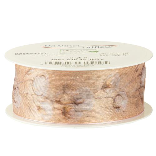 Artículo Cinta de organza flores de algodón cinta decorativa rosa 40mm 15m