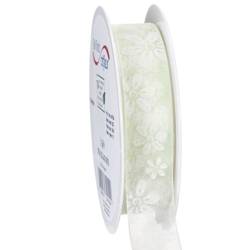 Floristik24 Cinta de organza, floral, para regalo, verde, 25 mm, 18 m