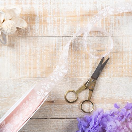 Artículo Cinta de organza, cinta floral para regalo, rosa, 25 mm, 18 m