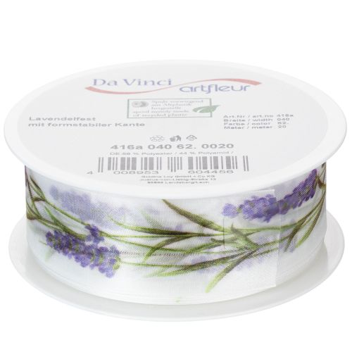 Artículo Cinta de organza, cinta de gasa, cinta decorativa, lavanda, 40 mm, 20 m