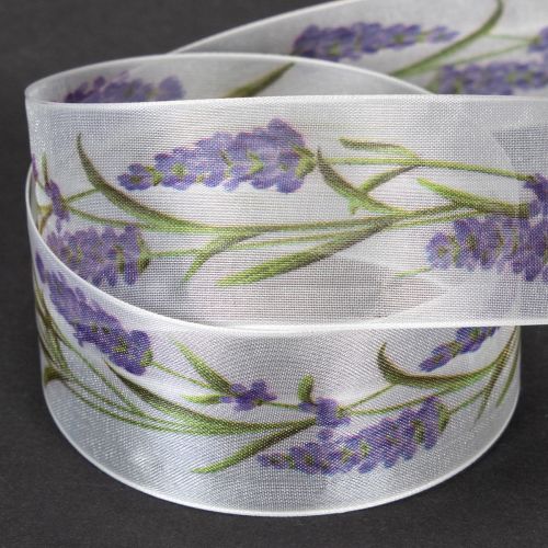 Artículo Cinta de organza, cinta de gasa, cinta decorativa, lavanda, 40 mm, 20 m
