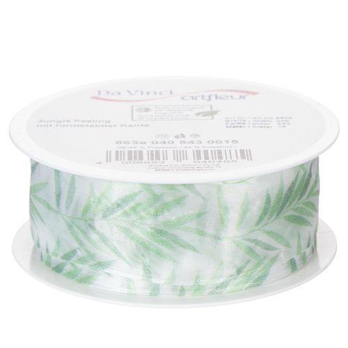 Artículo Cinta de organza, cinta de gasa, cinta verde para plantas, 40 mm x 15 m