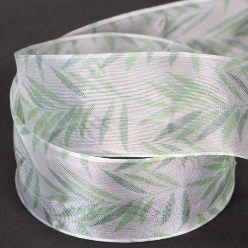 Artículo Cinta de organza, cinta de gasa, cinta verde para plantas, 40 mm x 15 m