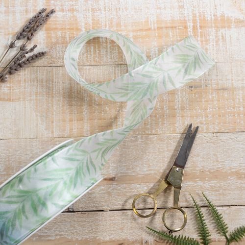 Artículo Cinta de organza, cinta de gasa, cinta verde para plantas, 40 mm x 15 m