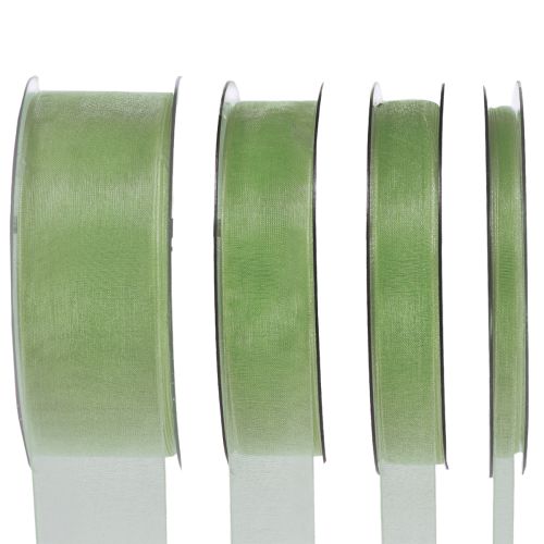 Cinta de organza para regalo con orillo verde lima 50m