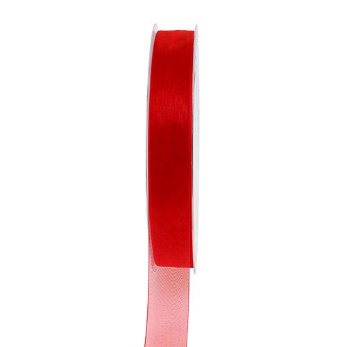 Floristik24 Cinta de organza con orillo 1,5cm 50m rojo