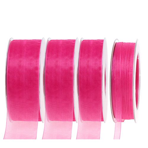 Floristik24 Cinta organza con orillo 50m rosa