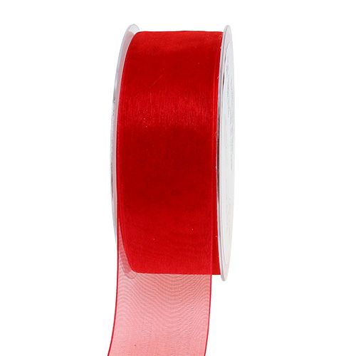 Cinta de organza con orillo 4cm 50m rojo