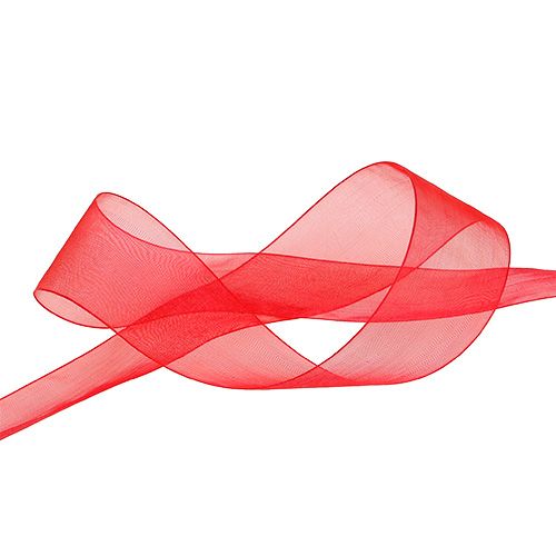 Cinta de organza con orillo 4cm 50m rojo