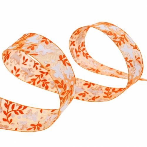 Artículo Cinta de organza mariposas 25mm cinta decorativa naranja cinta regalo 20m