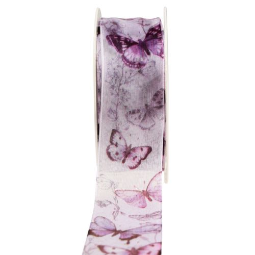 Artículo Cinta de organza cinta gasa mariposas violeta 40mm 18m