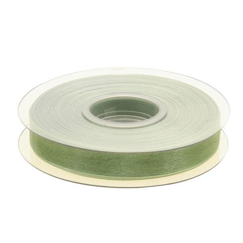 Artículo Cinta de organza verde para regalo con orillo verde lima 15 mm 50 m