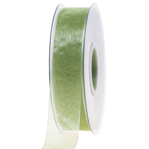 Floristik24 Cinta de organza cinta de regalo verde orillo verde lima 25mm 50m