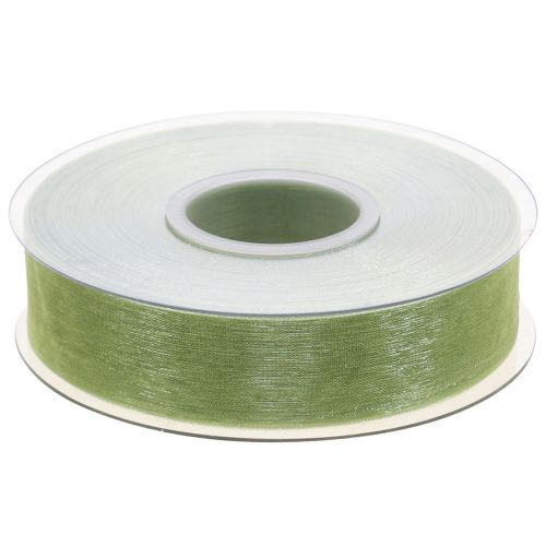 Artículo Cinta de organza cinta de regalo verde orillo verde lima 25mm 50m