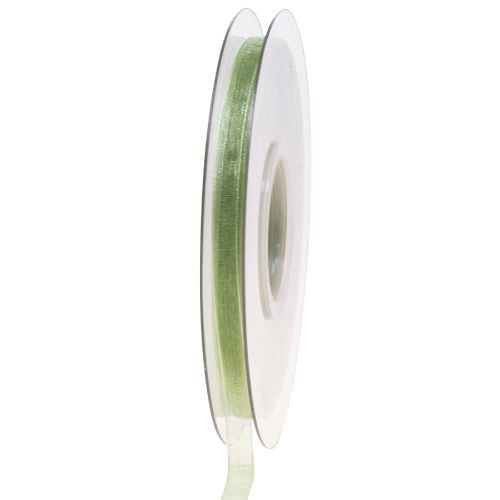 Artículo Cinta de organza cinta de regalo verde orillo verde lima 6mm 50m