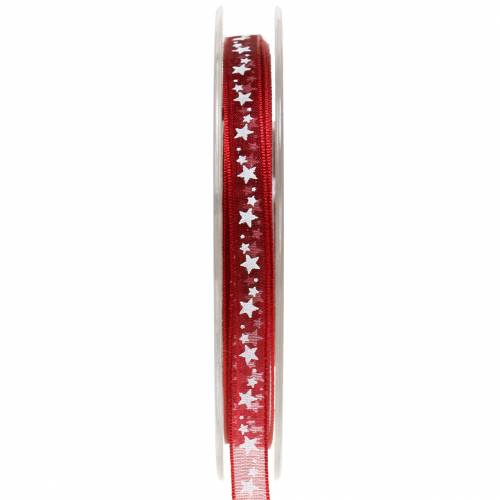 Artículo Cinta de organza con estrella rojo oscuro 6mm 20m