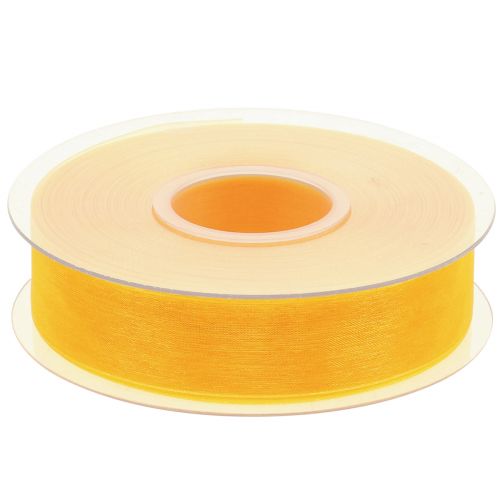 Artículo Cinta de organza cinta de regalo cinta amarilla orillo 25mm 50m