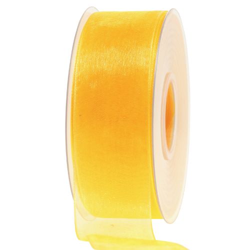 Floristik24 Cinta de organza cinta de regalo cinta amarilla orillo 40mm 50m