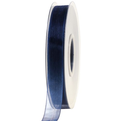 Floristik24 Cinta de organza cinta de regalo cinta azul oscuro orillo azul 15mm 50m