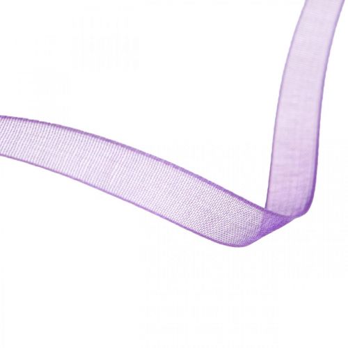Floristik24 Cinta de organza con orillo, cinta de seda, cinta decorativa violeta 7mm 50m