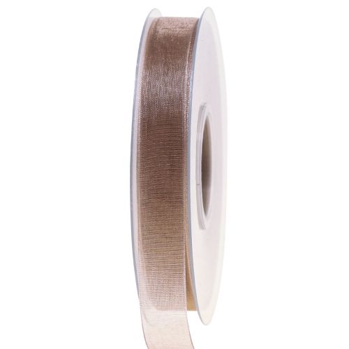 Artículo Cinta de organza cinta de regalo cinta beige orillo topo 15mm 50m