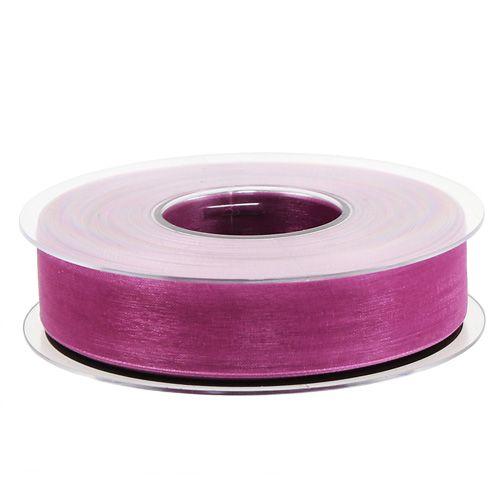 Floristik24 Cinta organza berenjena 25mm 50m