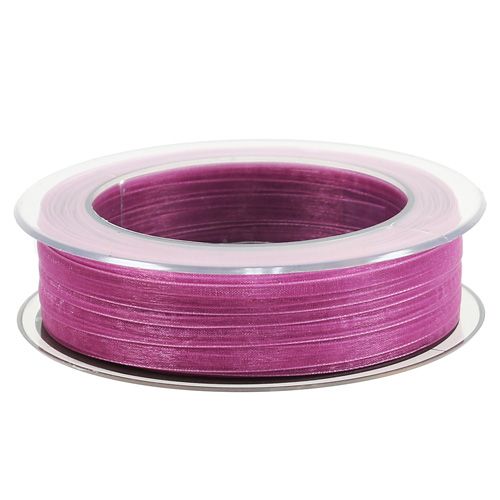 Floristik24 Cinta de organza berenjena 7mm 50m