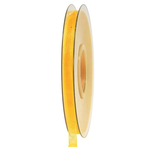 Artículo Cinta de organza cinta de regalo cinta amarilla orillo 6mm 50m
