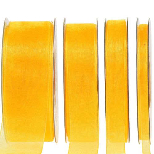 Floristik24 Cinta de organza cinta de regalo cinta amarilla cinta decorativa orillo 50m